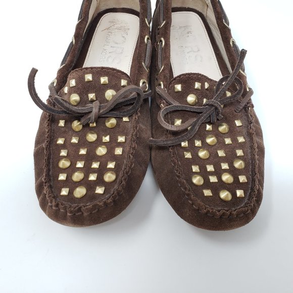 Michael Kors Size 6M Penley Brown Suede Studded Moccasins Flats Driving Loafers - Picture 5 of 10